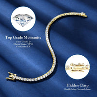 Moissanite Tennis Bracelet for Women 18K White Gold Plated Silver 3mm D Color VVS1 Wedding Party Jewelry Bracelets for Women Man