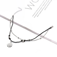 Vintage Boho Multi Layer Beads Anklets For Women Fashion Sun Pendent Anklet Handmade Chain Foot Party Jewelry Leg Bracelet