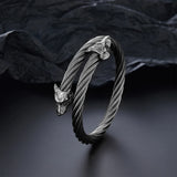 Luxury Leopard Head Cuff Bangles Stainless Steel Adjustable Open Bracelet Men Women Punk Animal Jewelry Accessories Pulsera