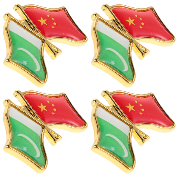 4pcs Pakistan China Friendship Lapel Pins Metal Badge Brooch Hat Decor Clothing Brooch Enamel Pin Keepsake