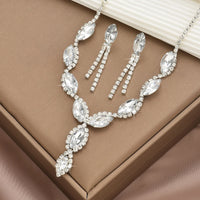 3 Pieces of Wedding Season Women's Claw Chain Series Crystal Earrings Necklace Jewelry Set Banquet Party Holiday Gift-8177