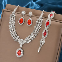 Elegant Bridal Jewelry Set Necklace Earrings with Sparkling Rhinestones Perfect for Weddings Parties