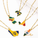 Country Map Flag Pendant Necklace Women Men Brazilian India Republic of Mali Neck Chain Hip Hop Jewelry For Friendsss Gifts