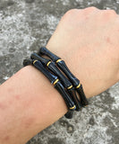 3pcs Leopard Acrylic Bamboo Women's Hand Bracelets Retro Stack Thin Tube Beaded Elastic Bracelet Bangle Couple Jewelry Gift