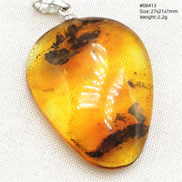 Natural Insect Amber Water Drop Pendant Flower Yellow Amber Insect Necklace Baltic Women Men Jewelry Stone AAAAAAA