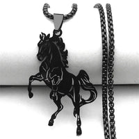 Aesthetic Horse Animal Necklace for Women Men Stainless Steel Silver Color Lucky Collar Party Wedding Gift Jewelry N3224S02