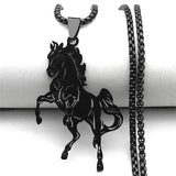 Aesthetic Horse Animal Necklace for Women Men Stainless Steel Silver Color Lucky Collar Party Wedding Gift Jewelry N3224S02