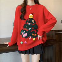 Red Christmas Pullover Sweater For Women In Autumn And Winter 2025 Women's Casual Versatile O Neck Knitted Sweater New Casual