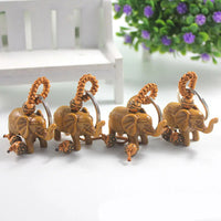 Elephant Keychain Peach Wood Carving Riches Lucky Animal Key Chain Pendant Women Bags Pom Pom Charm Home Key Rings  1-3pcs