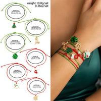 5pcs/set Cute Christmas Series Snowflake Tree Pendant Crystal Bracelet Women CCB Beads Adjustable Thread Rope Bracelet
