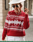 2025 Female Winter Casual Print Christmas Knitted Sweater Women O Neck Elegant Long Sleeve Pullover Autumn Lady Loose Jumper