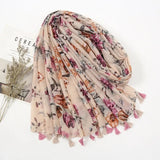 Fashion Printing Flower Tassel Shawl Cotton Viscose Scarf Women Beach Sunscreen Shawl Muslim Hijab Wrap Headscarf 180*90cm