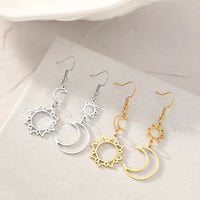Stainless Steel Earrings Bohemian Sun Moon Totem Pendant New Senior Statement Temperament Dangle Earrings For Women Jewelry Gift