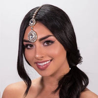 Boho Grecian Gem Pendant Rhinestone Forehead Jewelry Chain Indian Bridal Hair Clip Accessories Head Chain For Women Wedding Gift