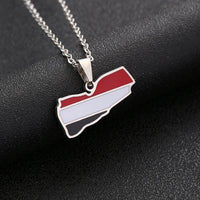 2024 new fashion stainless steel Yemen map pendant necklace temperament everything collarbone chain birthday anniversary gift