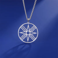 EUEAVAN Assyrian Star Necklace Stainless Steel Sun God Shamash Symbol Pendant Necklaces for Men Protection Amulet Jewelry Gifts