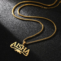 Customized Name Necklaces Pendants for Men Women Personalized Custom Gold Plated Pearl Chain Stainless Steel Nameplate Jewelry