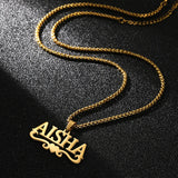 Customized Name Necklaces Pendants for Men Women Personalized Custom Gold Plated Pearl Chain Stainless Steel Nameplate Jewelry