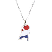 2024 new fashion stainless just vintage Dutch map flag pendant necklace temperament everything collarbone chain birthday anniver