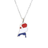 2024 new fashion stainless just vintage Dutch map flag pendant necklace temperament everything collarbone chain birthday anniver