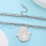 Dawapara Stainless Steel Fatima Hamsa Hand Egyptian Evil Eye Pendant Necklace Success and Protection Lucky Amulet