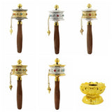 Hand Cranking Tibetan Prayer Wheel Double Bearing Colourful Turn Praying Instrument Rotatable Spinning Drum Religious Ornament