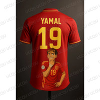 Yamal #19 Cartoon Portrait Football Tee – Anime Style Special Design Soccer Shirt, Breathable Oversized Fanwear