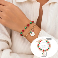 5pcs/set Cute Christmas Series Snowflake Tree Pendant Crystal Bracelet Women CCB Beads Adjustable Thread Rope Bracelet