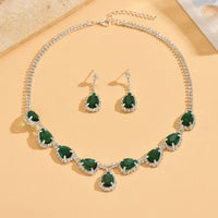 3PC/set Women's Fashion Copper Claw Chain Series Water Drop Necklace Earrings Jewelry Set Wedding Banquet Party Holiday Gift