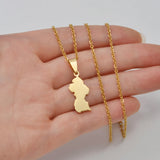Anniyo 2.5CM Guyana Map Charms Pendant Necklaces For Women Girls Stainless Steel Jewelry #004162