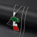 Anniyo Kuwait Map Flag Pendant Necklaces Kuwaiti Stainless Steel Jewelry #324721