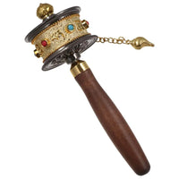 Hand Cranking Tibetan Prayer Wheel Double Bearing Colourful Turn Praying Instrument Rotatable Spinning Drum Religious Ornament