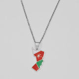 Anniyo Oman Map Flag Pendant Necklaces Stainless Steel National Jewelry For Woman Girls #503962