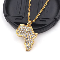 African Art Paint Map Pendant Necklaces Hip Hop Jewelry Accessories Neck Chain African Map Necklace for Ethnic Jewellery Gift