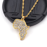 African Art Paint Map Pendant Necklaces Hip Hop Jewelry Accessories Neck Chain African Map Necklace for Ethnic Jewellery Gift