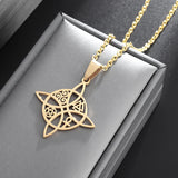 Exquisite Stainless Steel Pattern Witch Knot Pendant Necklace Celtic Knot Lucky Jewelry Christmas Gift for Friends and Family