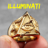 Freemason Illuminati Triangle Masonic Stainless Steel Mens Rings Punk for Male Boyfriend Biker Jewelry Creativity Gift Wholesale
