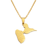 Anniyo Guadeloupe Map City Name Pendants Necklaces for Women Jewelry France Guadeloupe Maps @335621