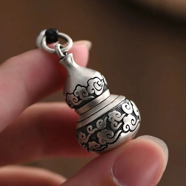 Buyee 925 Sterling Silver Pendant Chain Vintage Thai Silver Gourd Necklace for Men Women Buddhist Charm Unisex Jewelry Gift