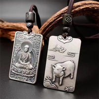 Twelve Zodiac Tiger Dragon Necklace For Men Jewelry Retro Patron Buddha Pendant Male Lucky Blessing Anniversary Accessories