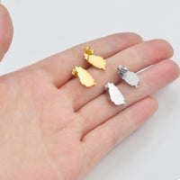 Anniyo 1.6cm Small Size Saint Lucia Map Stud Earrings for Women Girls St. Lucia Stainless Steel Jewelry #304101