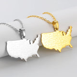 Anniyo American Map With State Name Pendant Necklaces for Women Men United States Map Jewelry USA #323901