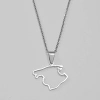 Anniyo Outline Spain Mallorca Map Pendant Necklaces Stainless Steel Spanish Jewelry #502562