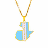 2024 New fashion stainless steel retro dripping Guatemala map necklace for women and men couples ethnic style accessories collar