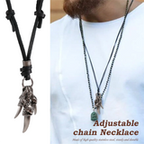 A59T Alloy Leather Pendant Necklace Dragon Claw Gothic Adjustable 16 ~ 26 Inch Chain Man, Woman Silver Black