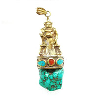 Tibet Ethnic Treasure God Buddha Amulet Pendants Brass Handicrafts TBP504