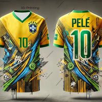 2025 New Products Launch ChatGPT Intelligently Designed Brazilian Football Jersey Pelé No. 10 Football Sports Jersey T-shirt