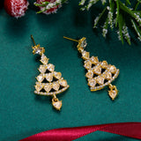 Fashion Christmas Tree Zircon Crystal Star Silver Color Earrings Stud Dangle Xmas Jewelry Women Party Gift