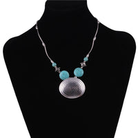 Ethnic Antique Silver Color Moon Choker Necklaces for Women Boho Turquoise Necklace Girls Party Jewelry Gifts