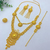 ANIID New Indian 24K Gold Color Long Necklace Set Nigerian Party Bridal Wedding Ethiopian Luxury Dubai Jewelry Wholesale Gifts